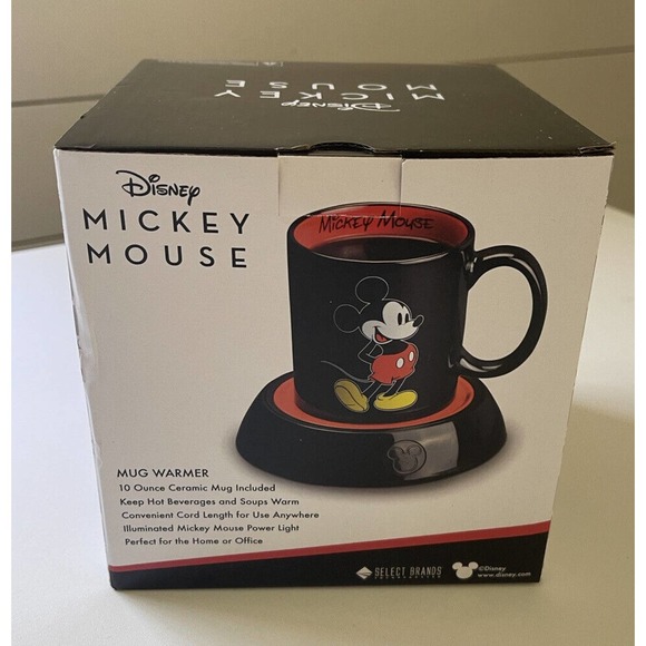 Disney Mickey Mouse Electric Mug Warmer 10oz Ceramic Mug Black Red, DMP-16 NIB - Picture 3 of 5